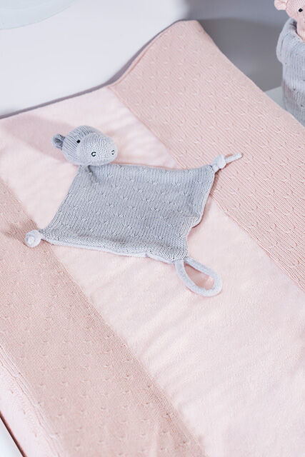 Afbeelding Knuffeldoekje Soft knit hippo light grey