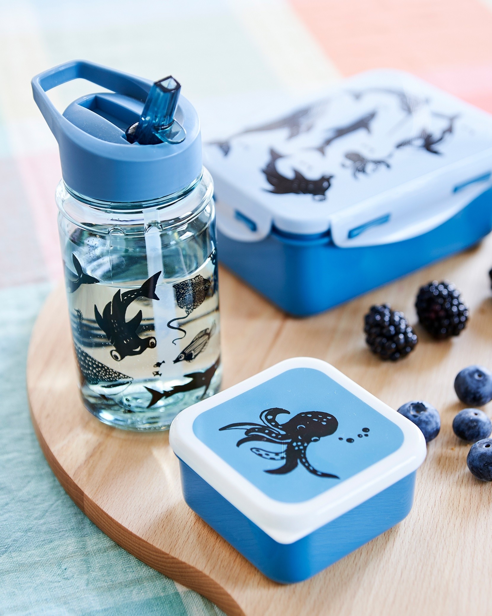 Afbeelding Petit Monkey Drinkfles I Blauw met zeedieren