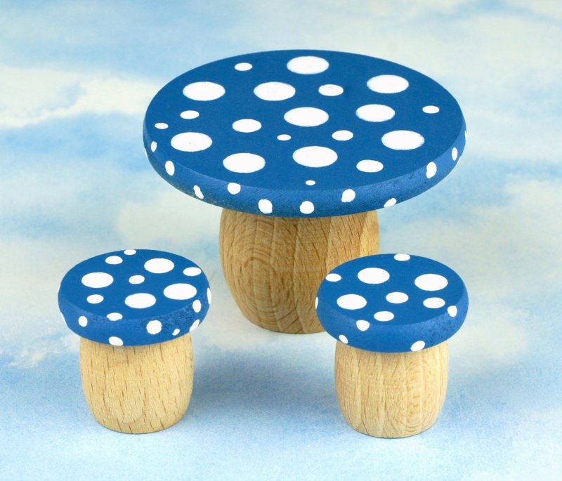 Afbeelding Droomdeurtjes I Droomtafeltje met krukjes Korenblauw