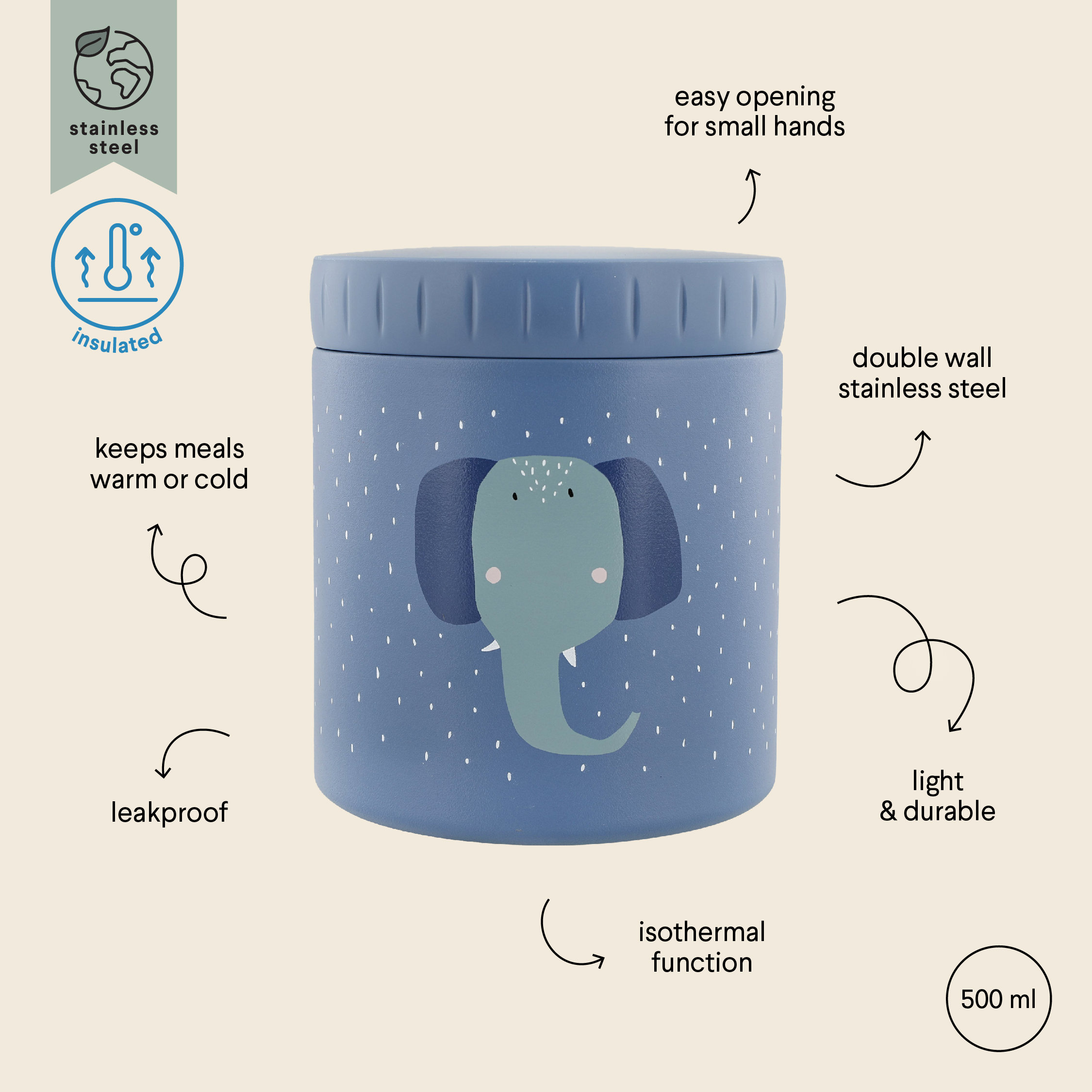 Afbeelding Trixie Isothermische lunchpot 500ml I Mrs Elephant